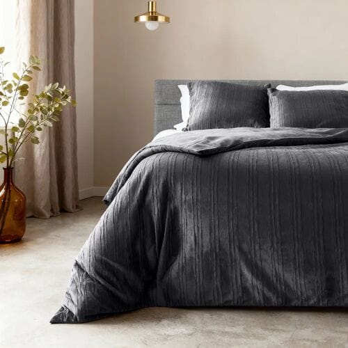 Sleeptime Dekbedovertrek Velvet Lining Zwart - Eenpersoons 140 x 200/220 cm + 1 kussensloop