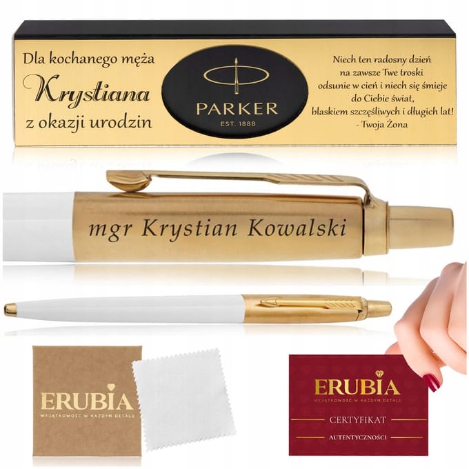 Parker Jotter 24K Gouden Pen met Gravure - Wit