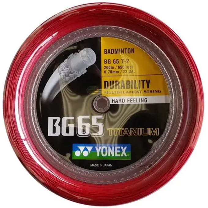 Yonex Bg 65 Titanium 200 M Badmintonsnaar Rood 0.70 mm
