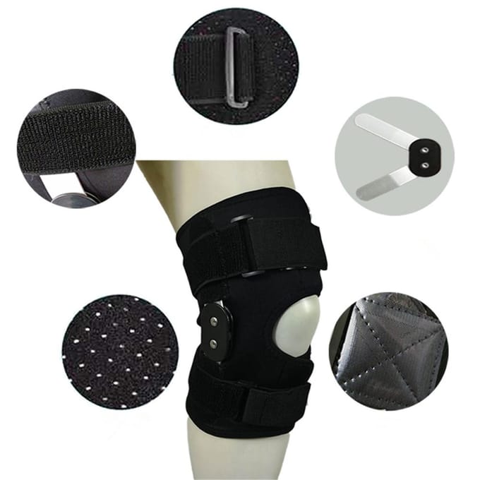 39-44cm Kniebrace Scharnierende compressiemouw Gewricht Open Patella Stabilisator Wikkel black