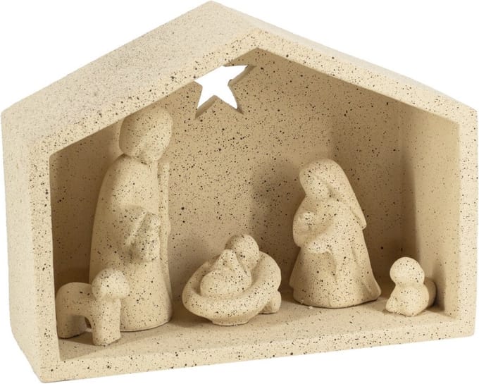 Aardewerk kerststal beige