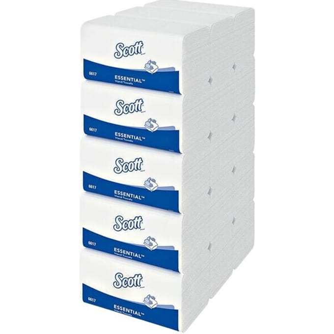 Scott® Interfold Paper Towels Essential 6617, 1-laags, 15 pakken á 340 handdoeken, wit