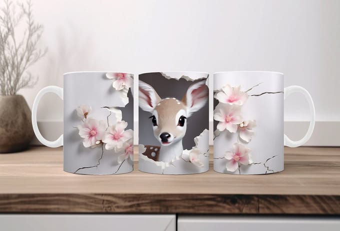 3D koffiemok Deer Mug Wrap3