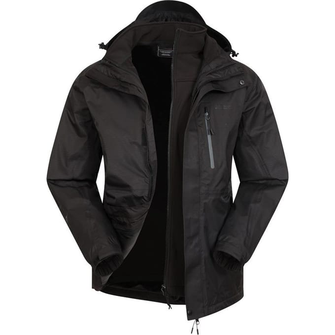 Mountain Warehouse Heren Bracken Extreme 3 in 1 Waterdichte Jas (Zwart)