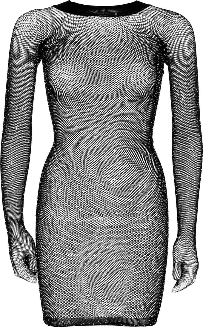 Rhinestone gloved mini dress +