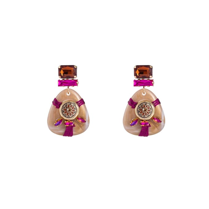 Go Dutch Label Oorknoppen roped dangle Fuchsia