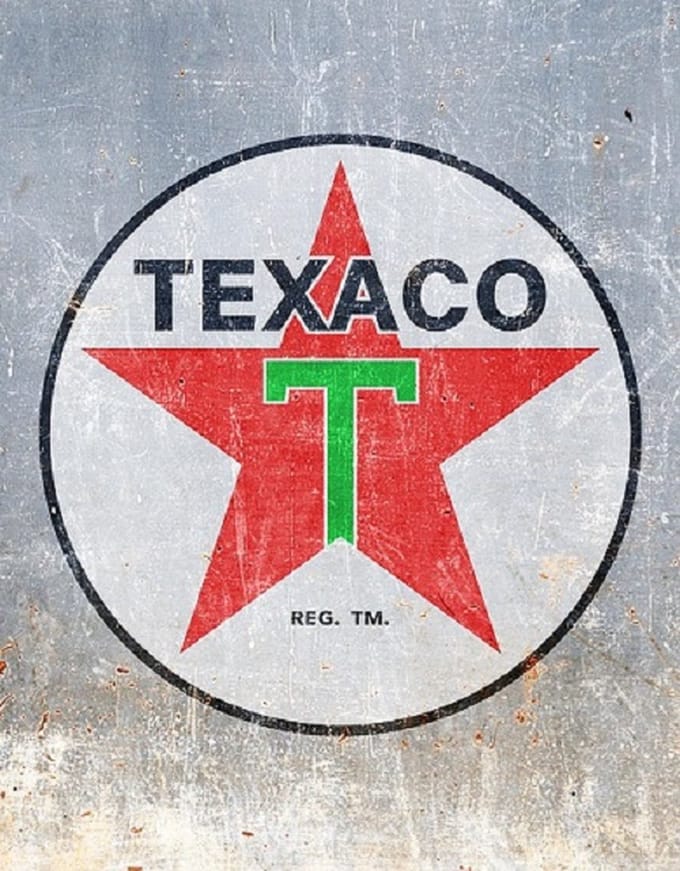 Texaco Grey Weathered.   Metalen wandbord 31,5 x 40,5 cm.