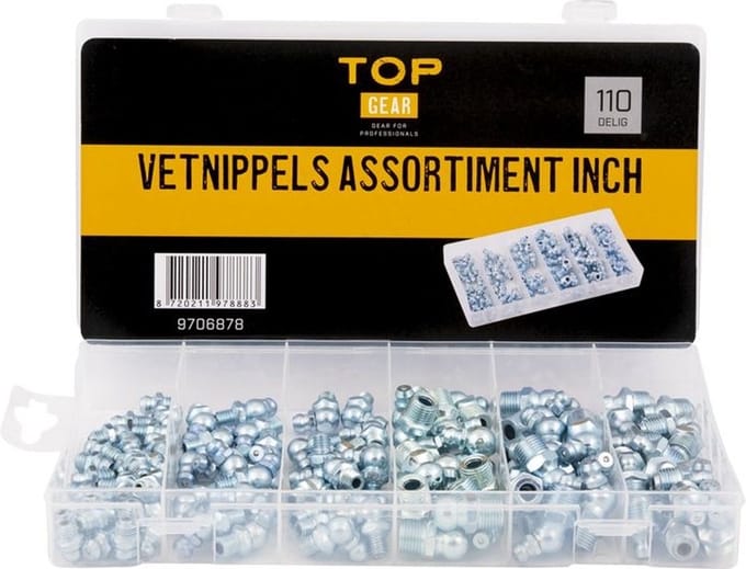 Vetnippels inch assortimentsdoos 110-delig - TOPGEAR