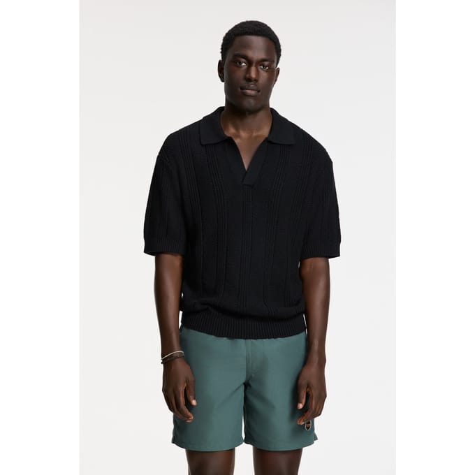 Shiwi Pitt Knitted Polo Solid Black Taglia: L | Maglioni a maglia Outlet | Uomo | Nero