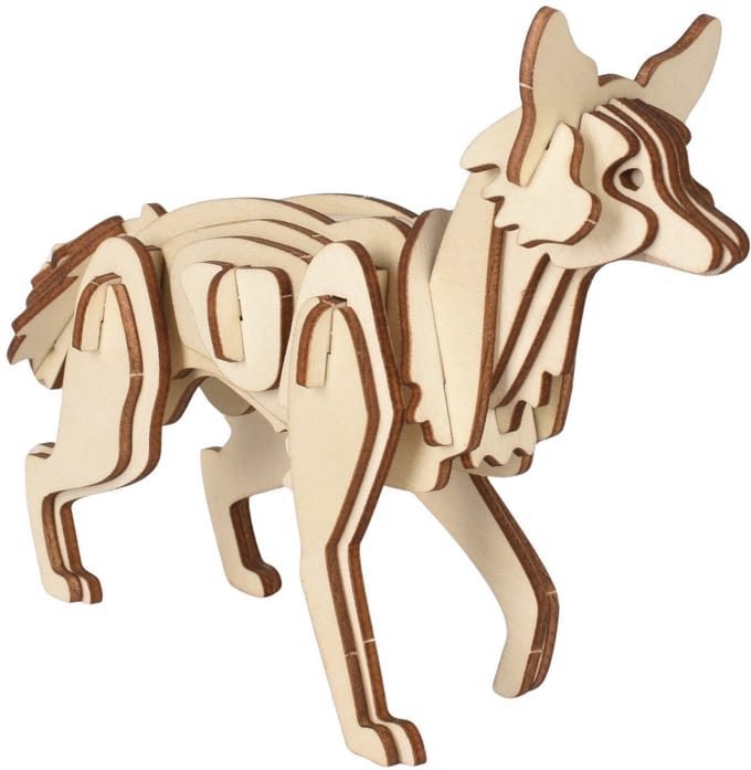 3D Puzzel DIY Bouwpakket Vos- hout