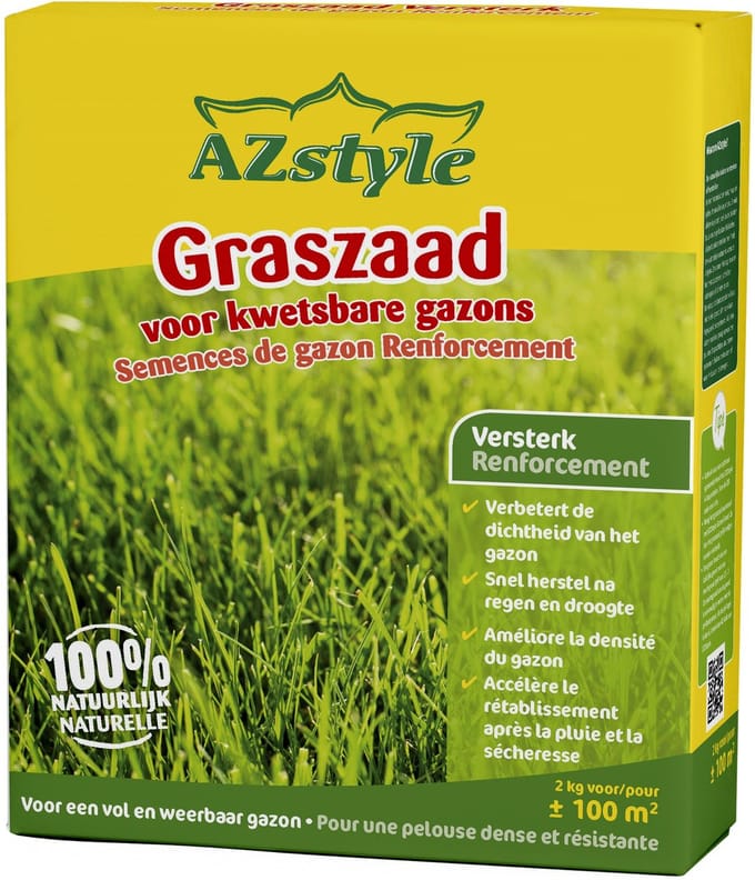 AZstyle Graszaad Versterk - voor Kwetsbare Gazons - voor 100 m² - 2 KG