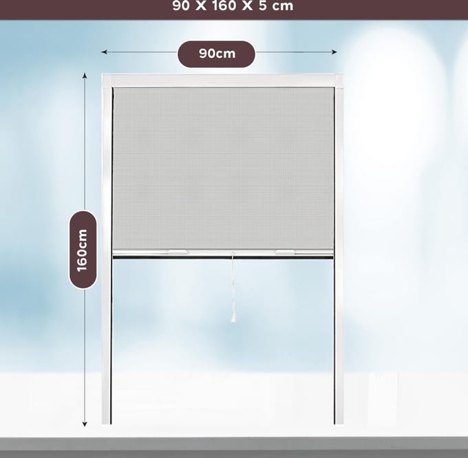 PALMAT Raamhor - Wit rolhor voor raam - 90 cm breed - 160 cm lang - 1 x vliegenraam