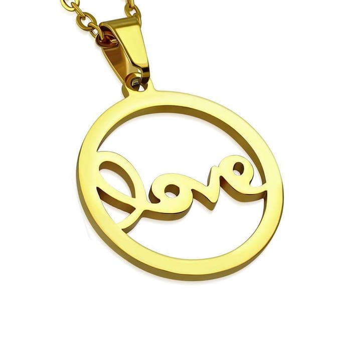 Amanto Ketting Dores B - 316L Staal - Love - Liefde - 19x25mm - 45cm