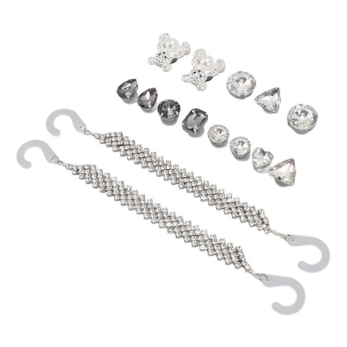 15 stuks Bling Schoenaccessoires Plastic Legering Sprankelend Eenvoudig te Installeren Duurzaam Gat Schoen Decoraties white