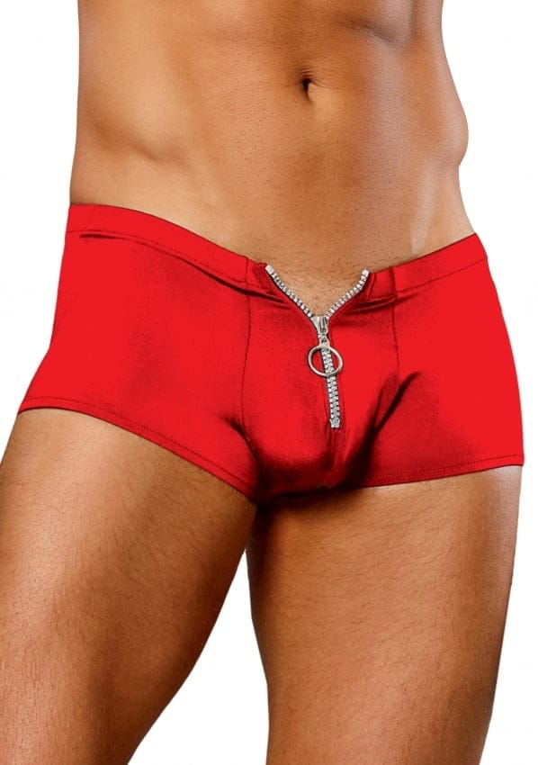 Male Power Nylon Lycra Boxer Short Zipper Short S/M - rood