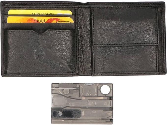 Leather Design Billfold met Toolset Zwart