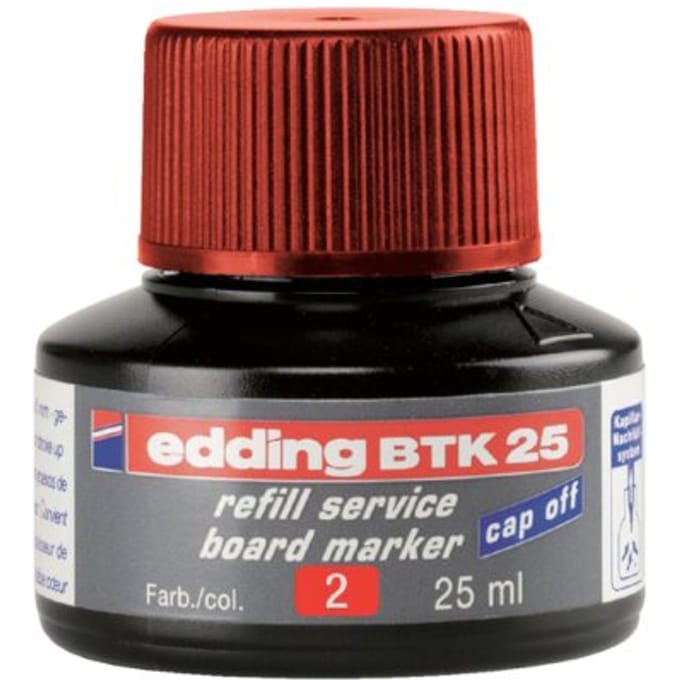 edding BTK 25 (25 ml) navulinkt voor boardmarkers edding 28/29/250/360/361/363 - rood