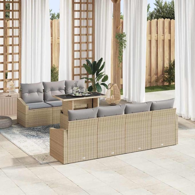 vidaXL - Tuinbank - Set - 8 - st - Beige - en - Lichtgrijs - 100 - x - 55 - x - 73 - cm