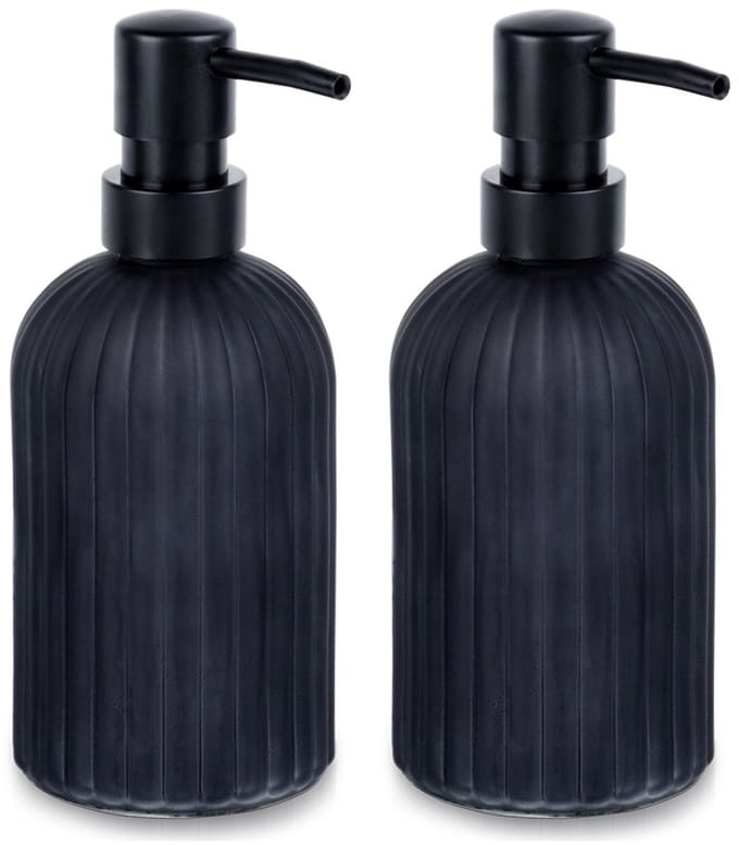 Zeepdispenser Glas Zwart 400 ml 2 stuks - Zeeppompje