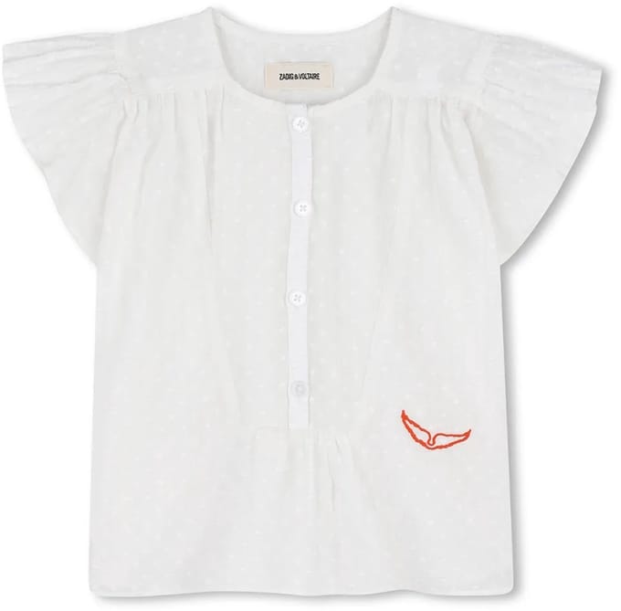 Zadig & Voltaire X60551 Blouse Met Korte Mouwen Wit 6 Years Meisje