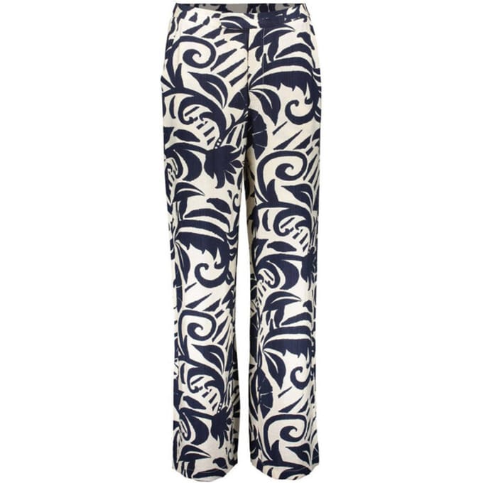 Geisha Pants Naive Flower Navy/off-white Größe: L | Ausgestellte Hosen Outlet | Damen | Blau