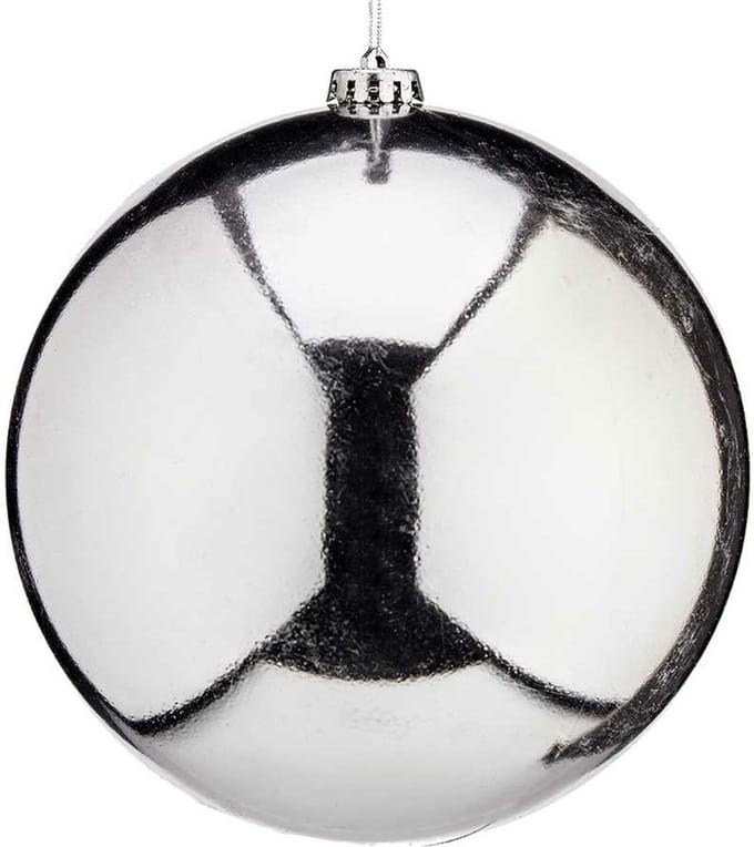 Krist+ Grote decoratie kerstbal - zilver - 20 cm - kunststof - glimmend - kerstversiering