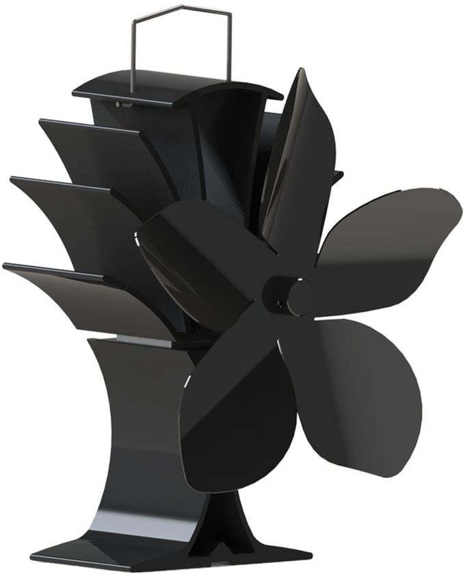 Kachelventilator voor betere warmteverdeling 5 bladen Zwart