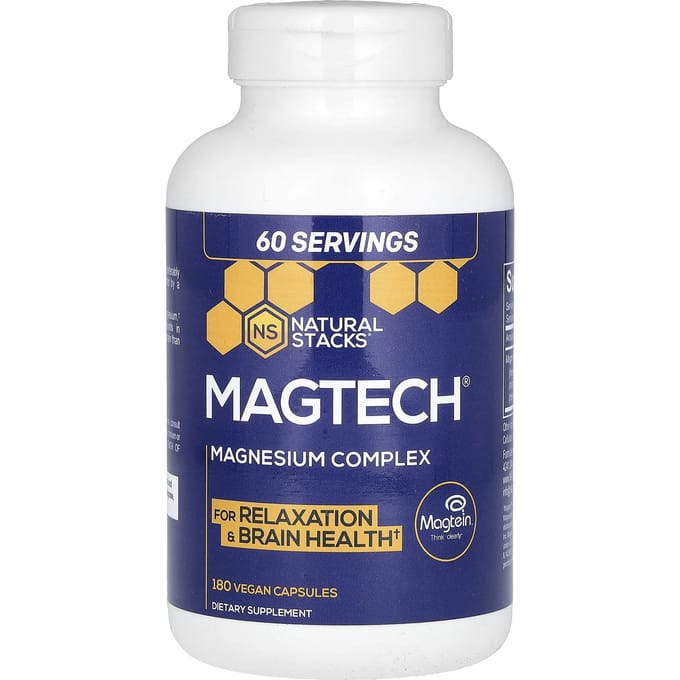 Magtech®, Complexe de Magnésium, 180 Gélules Végétales (66,6 mg par capsule)