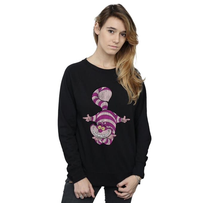 Disney Dames/Dames Alice In Wonderland Cheshire Cat Upside Down Sweatshirt (Zwart)