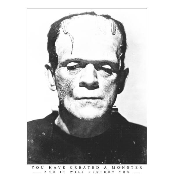 Universal Monsters Frankenstein Portrait Dames T-shirt - Wit - M
