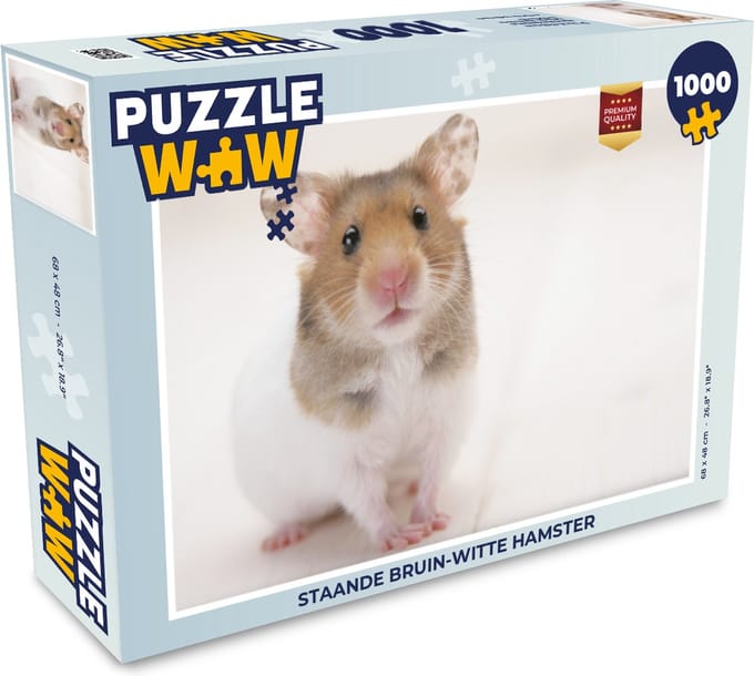 Puzzel Staande bruin-witte hamster - Legpuzzel - Puzzel 1000 stukjes volwassenen