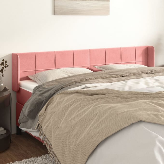 vidaXL - Hoofdbord - met - randen - 203x16x78/88 - cm - fluweel - roze