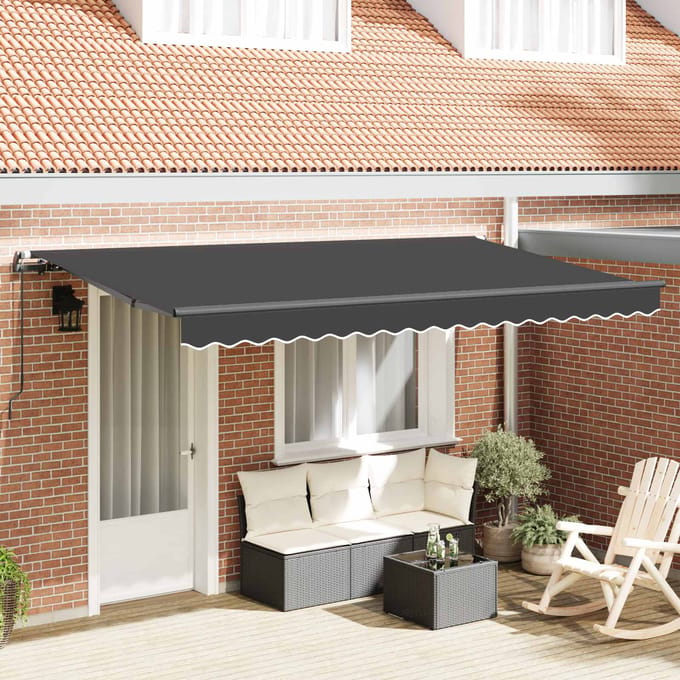 vidaXL - Uitschuifbare - luifel - Antraciet - 350 - x - 200 - cm - Stof