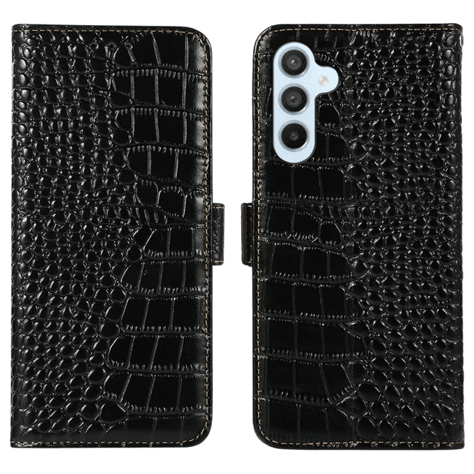 Mocaa Samsung S23 FE Croco Book Case Leer Zwart