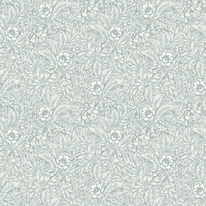 Duro Vliesbehang 430-05 - Linnéa - Botanisch Blauw - 53cm x 10.05m