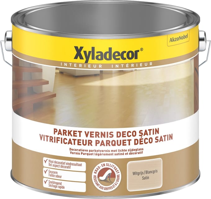 Xyladecor Parket Vernis Deco Satin Witgrijs 2,5 L