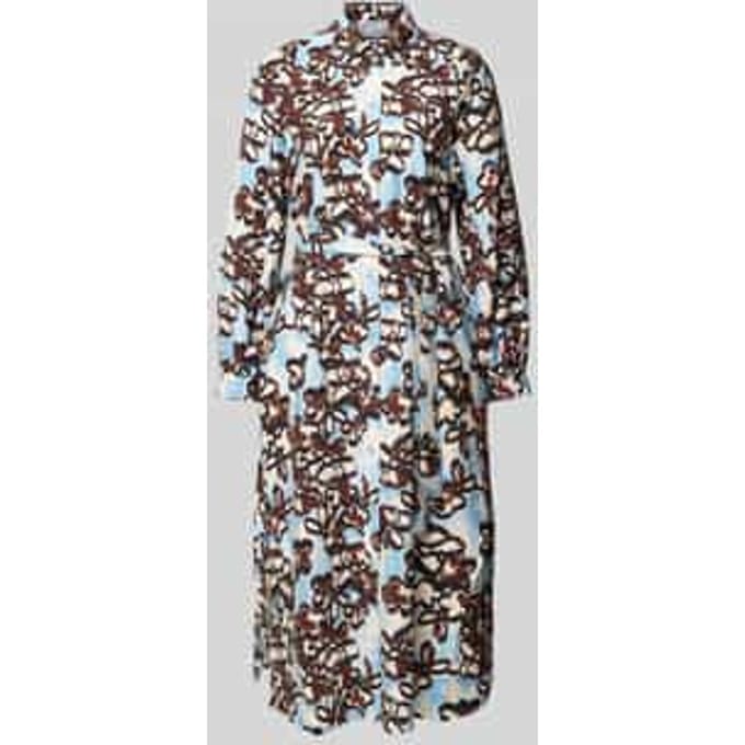 Hemdblousejurk van viscosemix met bindceintuur
