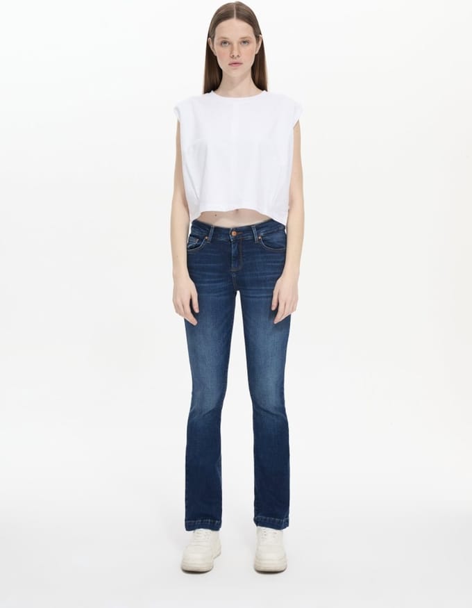 LTB Jeans Fallon Dames Flared Jean - Donkerblauw - Morna Undamaged Wash