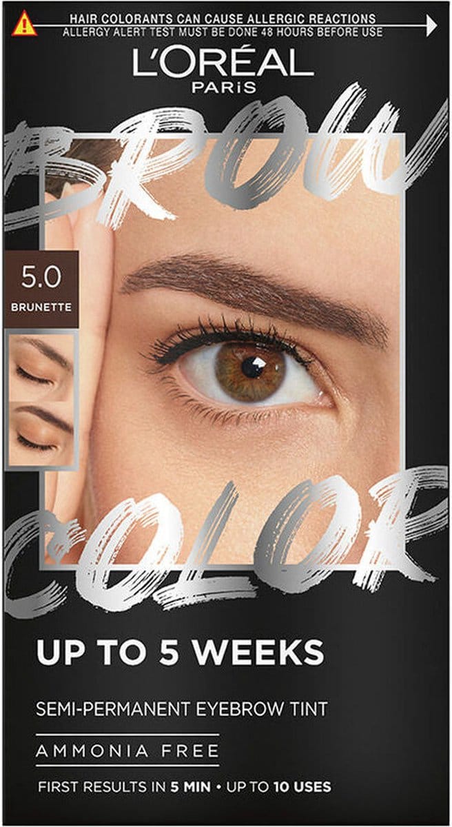 Wenkbrauwtint L'Oreal Make Up BROW COLOR Nº 5.0 Brunette Semi-permanent 4 Onderdelen