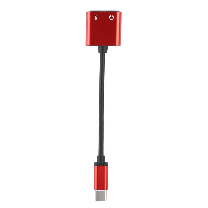 2 in 1 3.5mm Type C o Adapter Converter o Koptelefoonadapter(Rood) rood