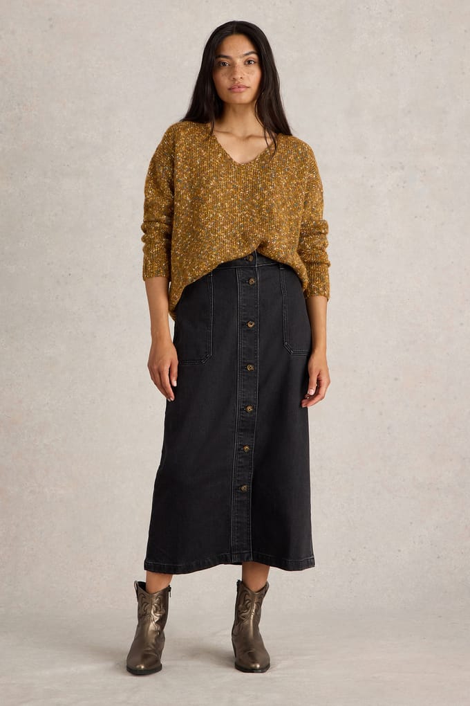 White Stuff Textured V Neck Jumper Brown Multi Taglia: 16 | Maglioni a maglia Outlet | Donna | Marrone