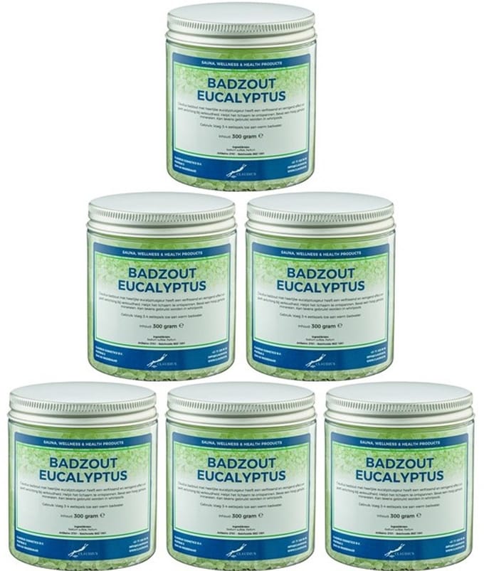 Claudius Badzout Eucalyptus - 300 gram - Pot met aluminium deksel - set van 6 stuks