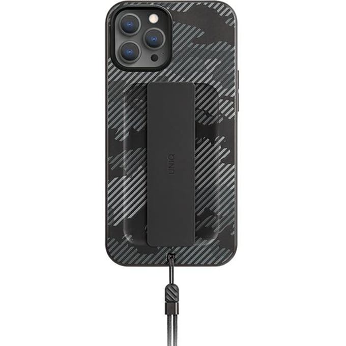 Uniq Heldro Serie - Antimicrobieel Telefoonhoesje - iPhone 12 - Charcoal Camo - FlexGrip