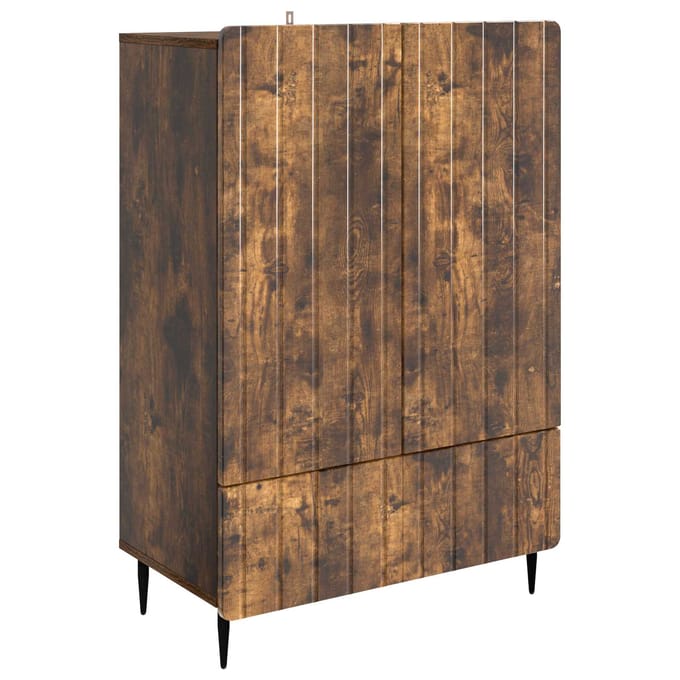 vidaXL - Dressoir - Gerookt - eiken - 66 - x - 34,5 - x - 97 - cm - Bewerkt - hout