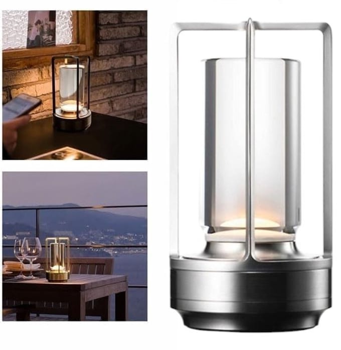 Binalight Tafellamp – Oplaadbaar & Dimbaar – Draadloze Sfeerverlichting – Nachtlamp – Zilver