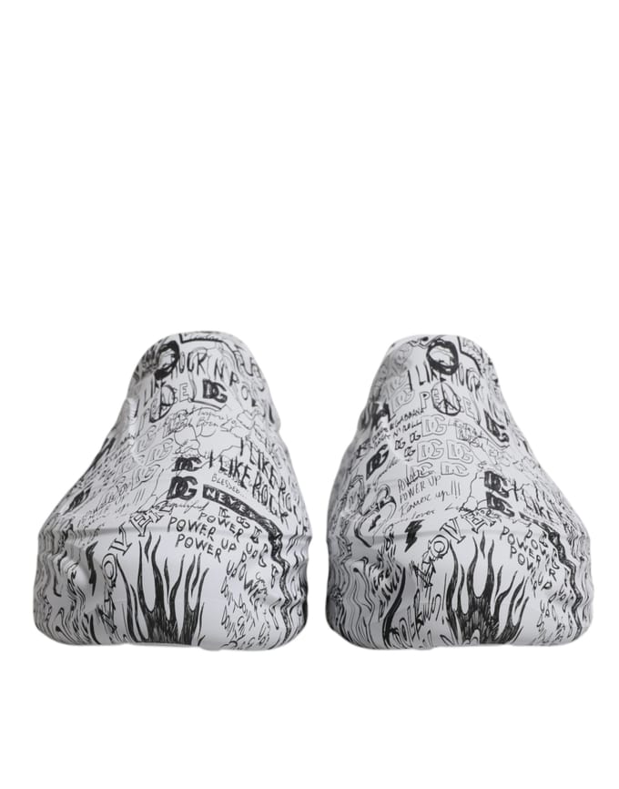 Dolce & Gabbana Witte Zwarte Graffiti Daymaster Sneakers Schoenen