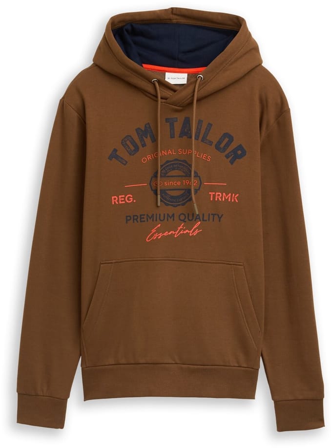 Tom Tailor - Hoodie-sweatshirt met logoprint - Maat M - dark palm
