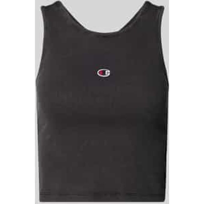 Fitted fit korte top met labelstitching