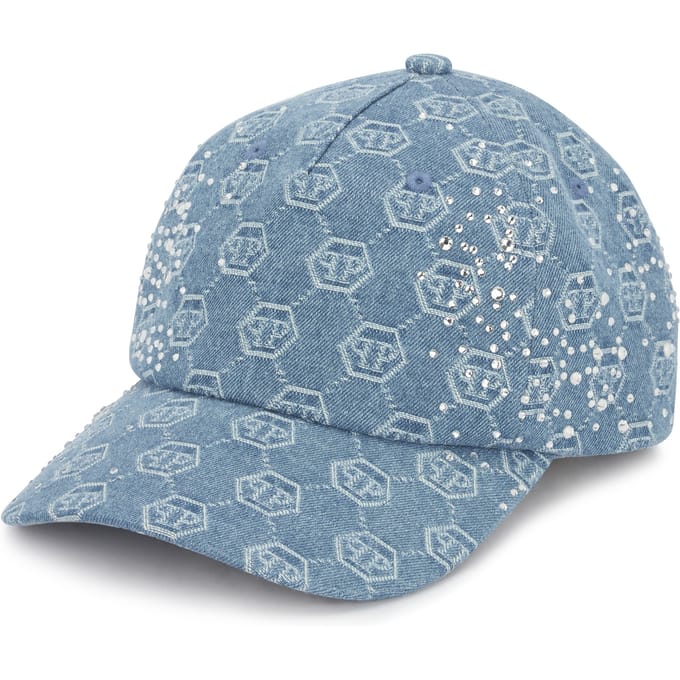 Denim Baseball Cap Monogram Strass