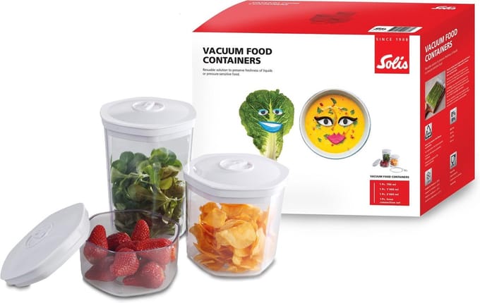 Solis Bewaarcontainer set - Vershoudbakjes - 3 stuks - Vacuüm Bewaardoos